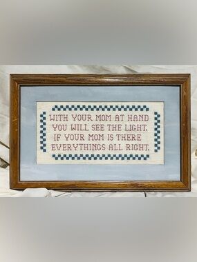 Vintage Framed Cross-Stitch Motherhood Sampler
